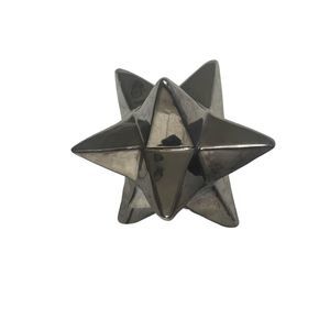 Silver Large 12 point Star shaped Stellated Sculpture in Ceramic